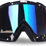 Motorcycle Goggles Dirt Bike Goggles Windproof Dustproof Racing Goggles Scratch Resistant Ski Goggles Protective Safety Glasses (Black frame+Color lens)