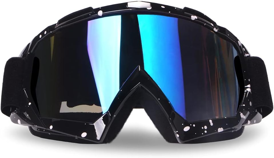 516Vavp4BS._AC_SL1001_.jpg Motorcycle Goggles Dirt Bike Goggles Windproof Dustproof Racing Goggles Scratch Resistant Ski Goggles Protective Safety Glasses (Black frame+Color lens) - Image 1