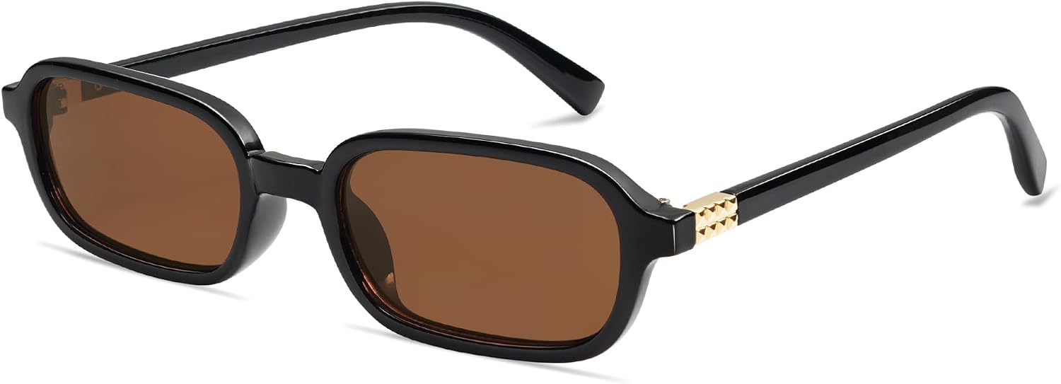 51B2WWgDiL._AC_SL1500_.jpg Retro Rectangular Sunglasses for Women Vintage Fashion Trendy Funny Small 90s Square Sunnies - Image 1