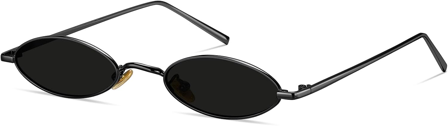 51Y8MjXzjmL._AC_SL1500_.jpg Retro Vintage 90s Small Oval Sunglasses Women Men Metal Frame Sun Glasses - Image 1