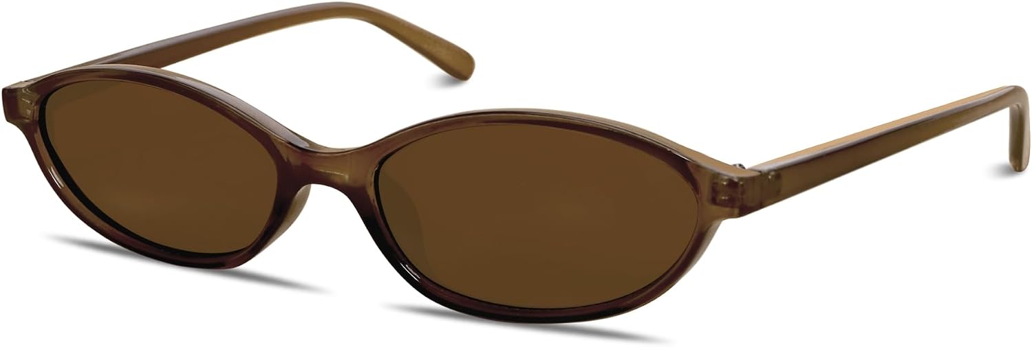 51YXON9ry9L._AC_SL1500_.jpg Retro Oval Sunglasses for Women Chic Cat Eye 90s Sunnies Lightweight Narrow Shades Trendy UV Protection Sun Glasses - Image 1