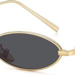 Retro 90s Small Oval Sunglasses For Women Men Small Face Metal Frames Gothic Narrow Sun Glasses for Outfit Cosplay