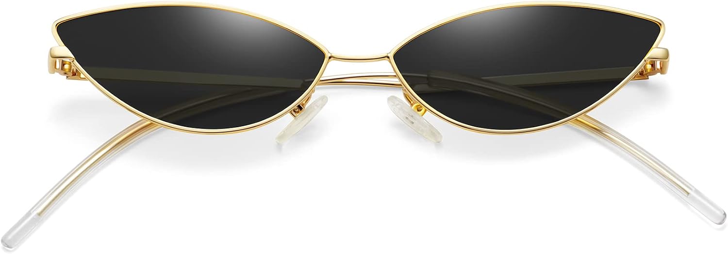 51kBmiqxMoL._AC_SL1500_.jpg Retro Small Cat Eye Sunglasses for Women Men Metal Frame Trendy Narrow Sun Glasses 90s Y2K Parties Concerts - Image 1