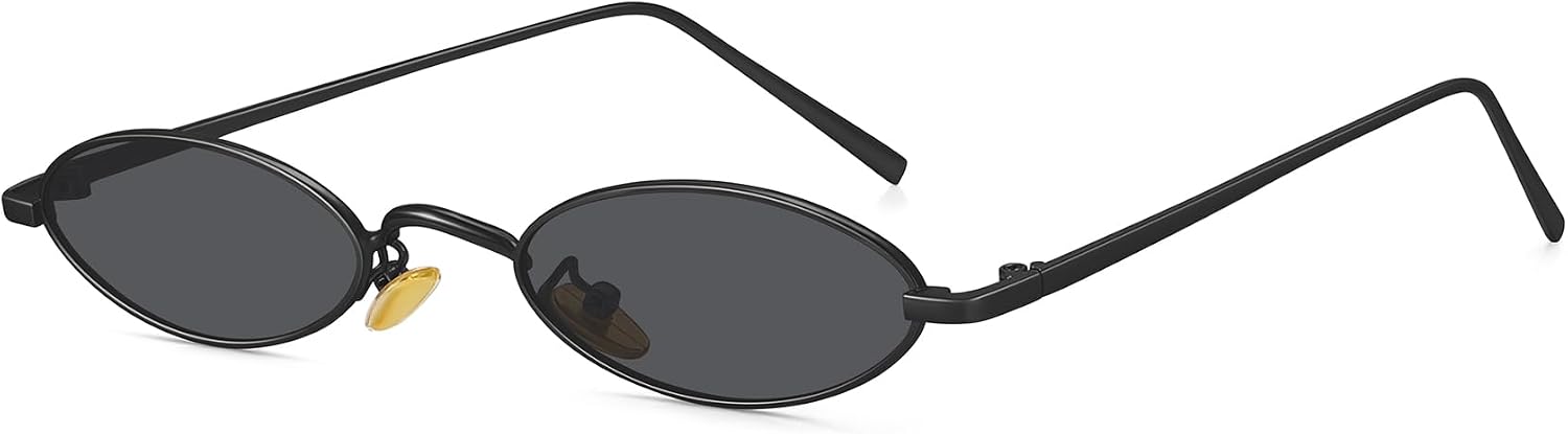 51lGFPzBqFL._AC_SL1500_.jpg Retro 90s Small Oval Sunglasses For Women Men Small Face Metal Frames Gothic Narrow Sun Glasses for Outfit Cosplay - Image 1