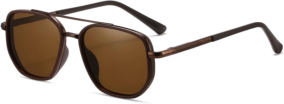 51lGaeAg5DL._AC_SL1500_.jpg Polarized Aviator Sunglasses for Women Retro Square Metal Frame, UV400 Protection, Driving & Beach Shades - Image 1