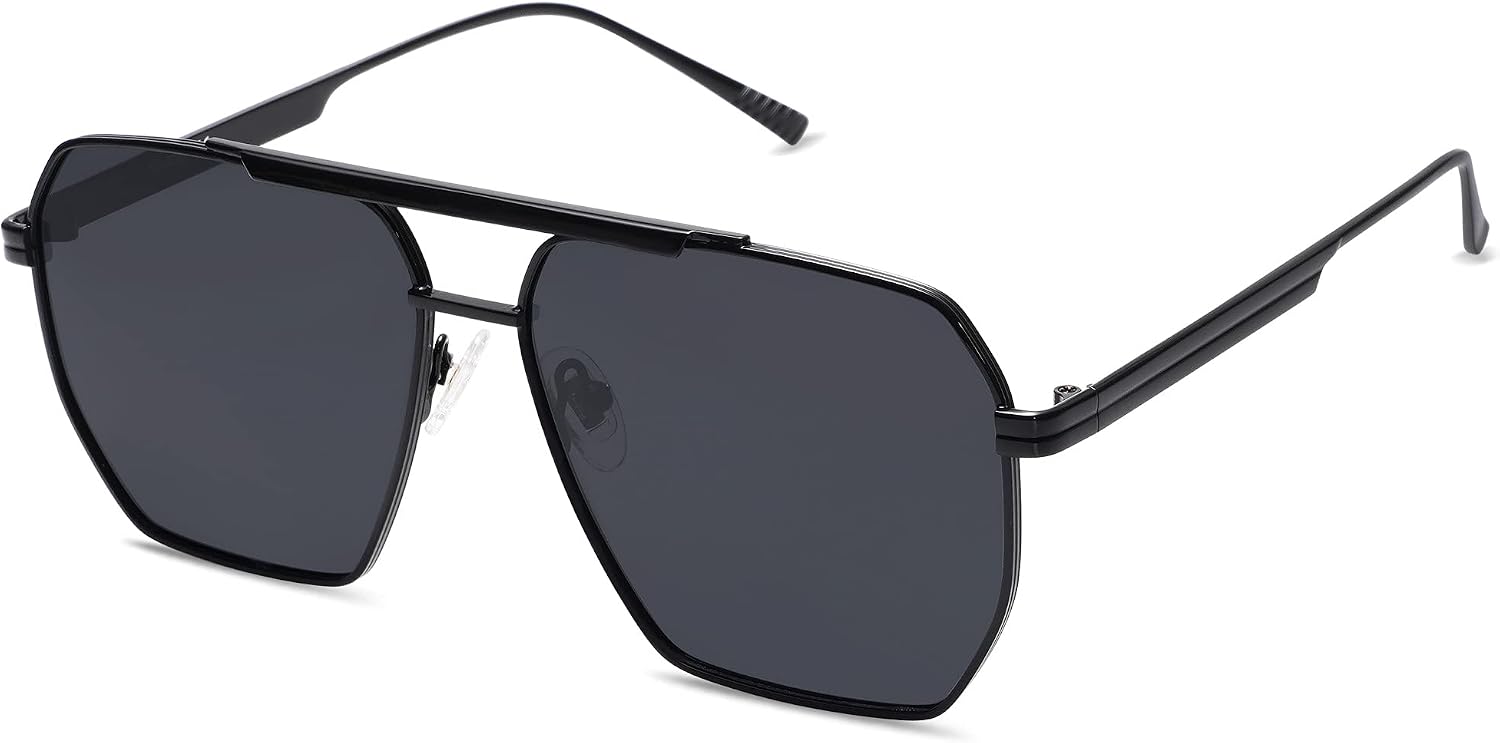 51vL2YskilL._AC_SL1500_.jpg Retro Oversized Square Polarized Sunglasses for Women Men Vintage Shades Classic Large Metal Sunglasses - Image 1