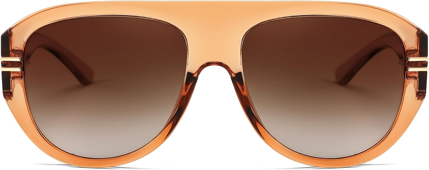 61CnTENSVOL._AC_SL1500_.jpg Retro Polarized Aviator Sunglasses for Men Women Trendy 70s Vintage Plastic Frame Sun Glasses - Image 1
