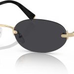 Retro Small Oval Sunglasses for Women Men, Trendy Rimless Sun Glasses Fashion Narrow Shades Y2K Designer Sunnies