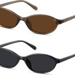 Retro Oval Sunglasses for Women Small Cat Eye Sun Glasses Womens Trendy Y2K Narrow Shades UV400 Protection