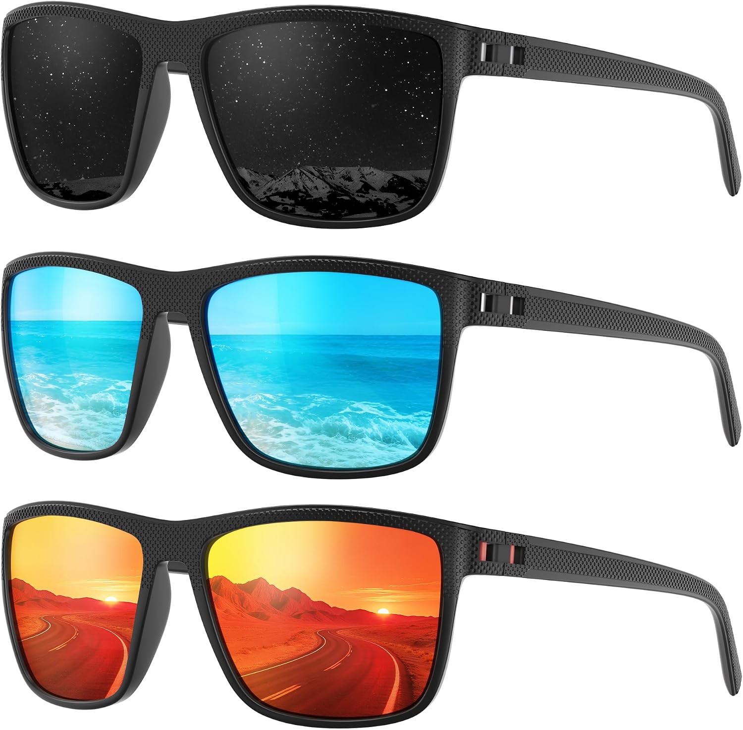 713AGXx3KYL._AC_SL1500_.jpg Square Polarized Sunglasses for Men, 3 Pack Lightweight UV Protection Sunglasses for Driving Fishing Golf - Image 1