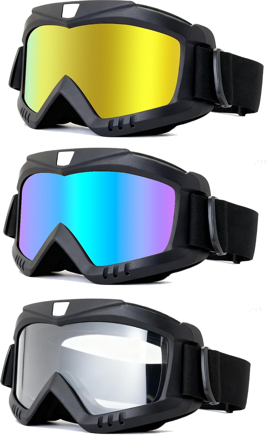 71OIOOa7tpL._AC_SL1500_.jpg Dirt Bike Goggles 3 Pack Motorcycle Riding Ski Goggles Windproof and Dustproof Glasses - Image 1