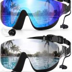 Swim Goggles 2 Pack, Rimless Wide View Swimming Goggles, Anti-Fog Leaking Pool Goggles