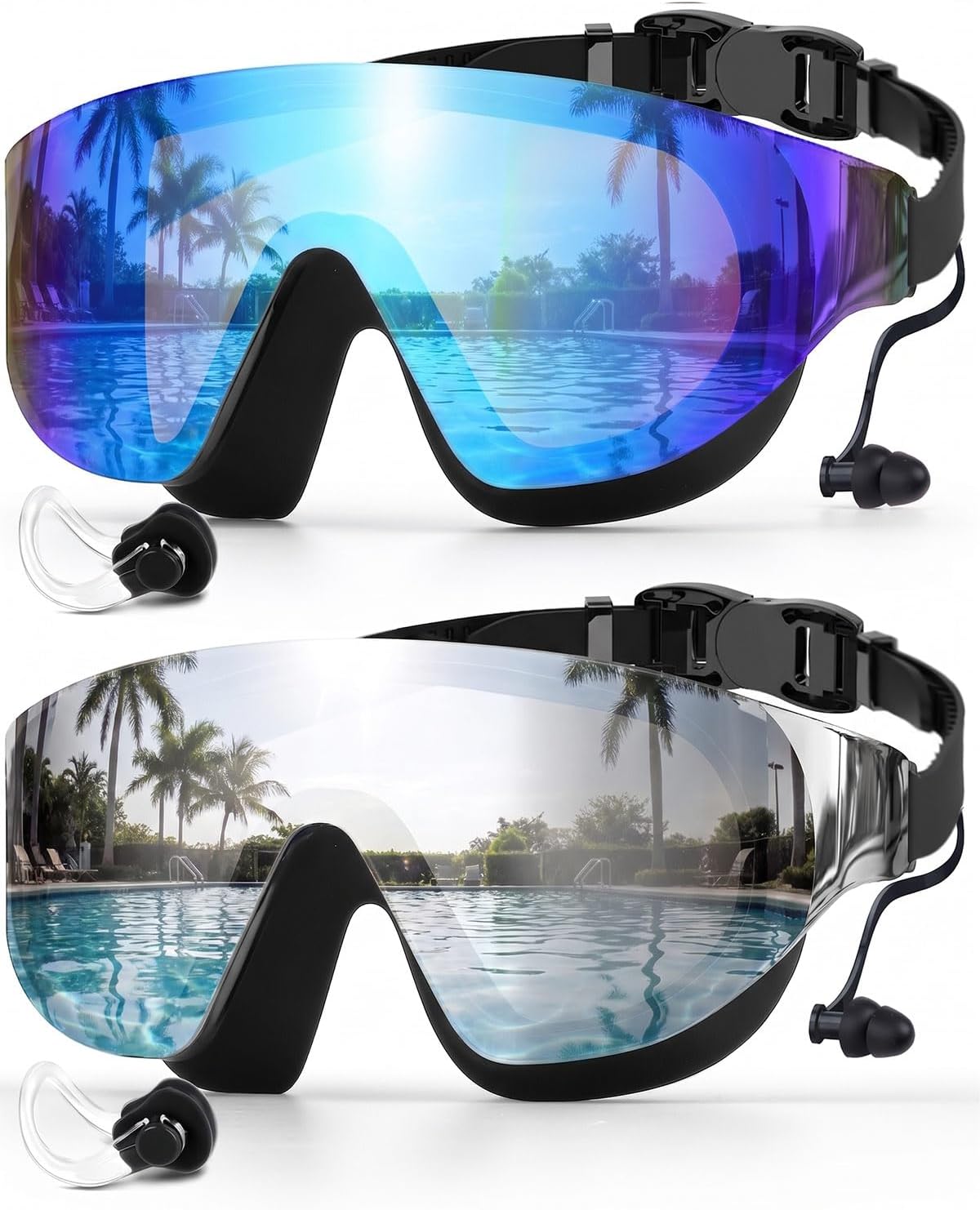 71XMJz92u9L._AC_SL1500_.jpg Swim Goggles 2 Pack, Rimless Wide View Swimming Goggles, Anti-Fog Leaking Pool Goggles - Image 1