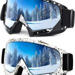 Adult Ski Goggles, 2-Pack Snowboard Goggles for Youth, Teens, Men & Women, Wide View Snowmobile Goggles